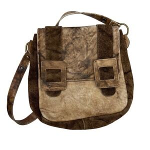 Vintage MASTERCRAFT Distressed Brown‎ Leather Suede Messenger Crossbody Bag